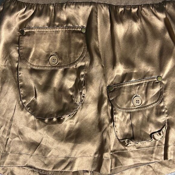 H&M Brown Silk Cargo Mini Skirt | Size US 4 - Picture 3 of 9